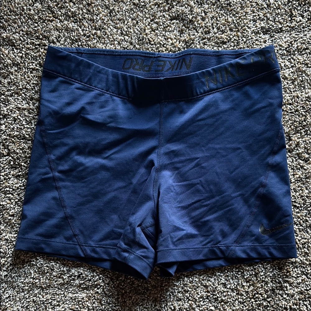 Nike Blue Athletic Shorts with Compression Fit Worn